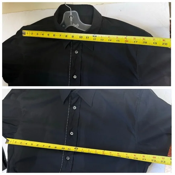 D & G Dolce & Gabbana Logo Cotton Trim Button Top Shirt Long Sleeve Black 54 - Picture 16 of 16